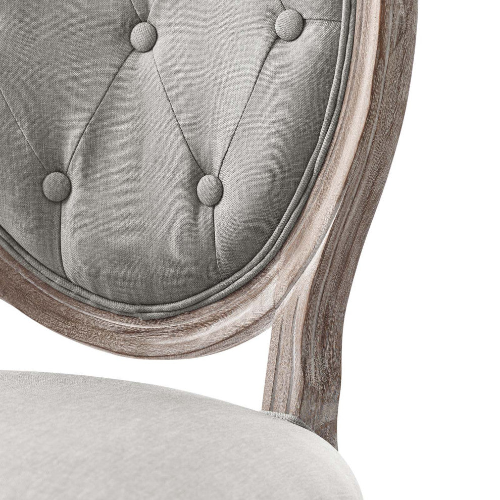 French Vintage Side Dining Chair, Set of 2, Fabric, Wood, Gray, Modern