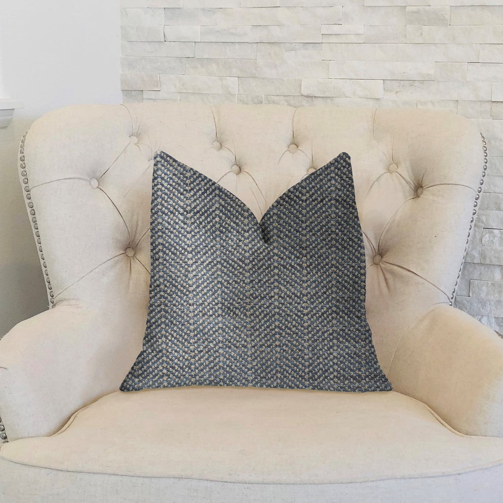 Amalfi Blue and Ivory Luxury Throw Pillow, 26"x26"