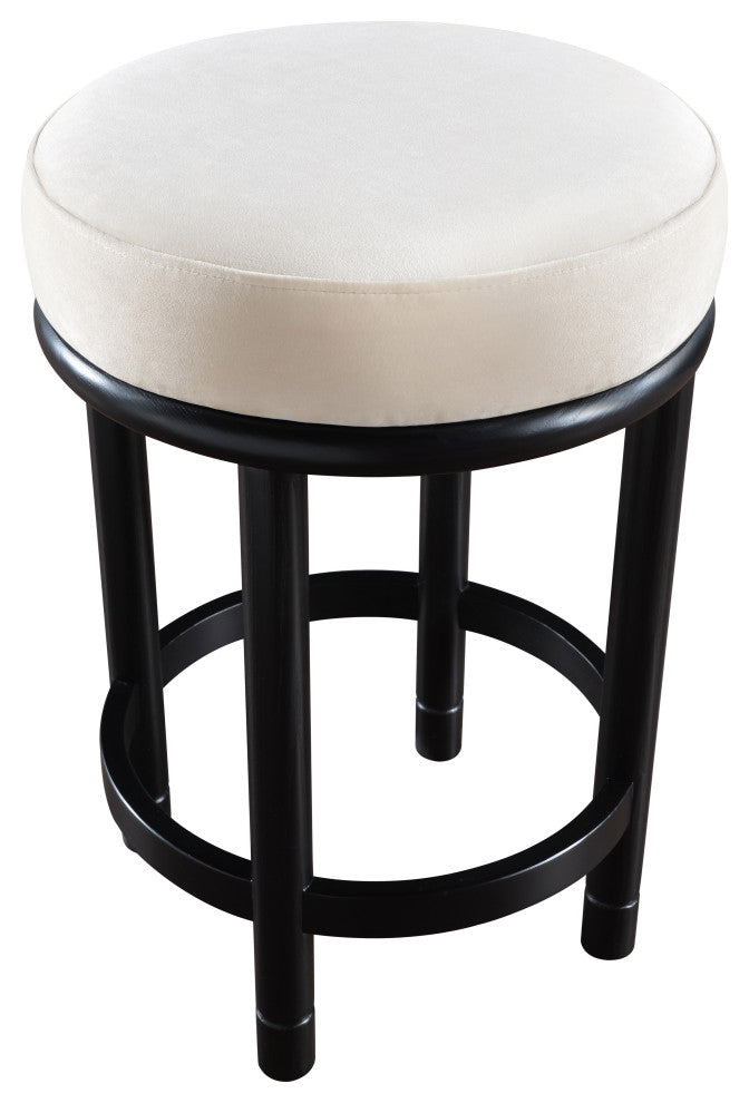 Monette Upholstered Bar and Counter Stool, Cream, Velvet, Black Finish