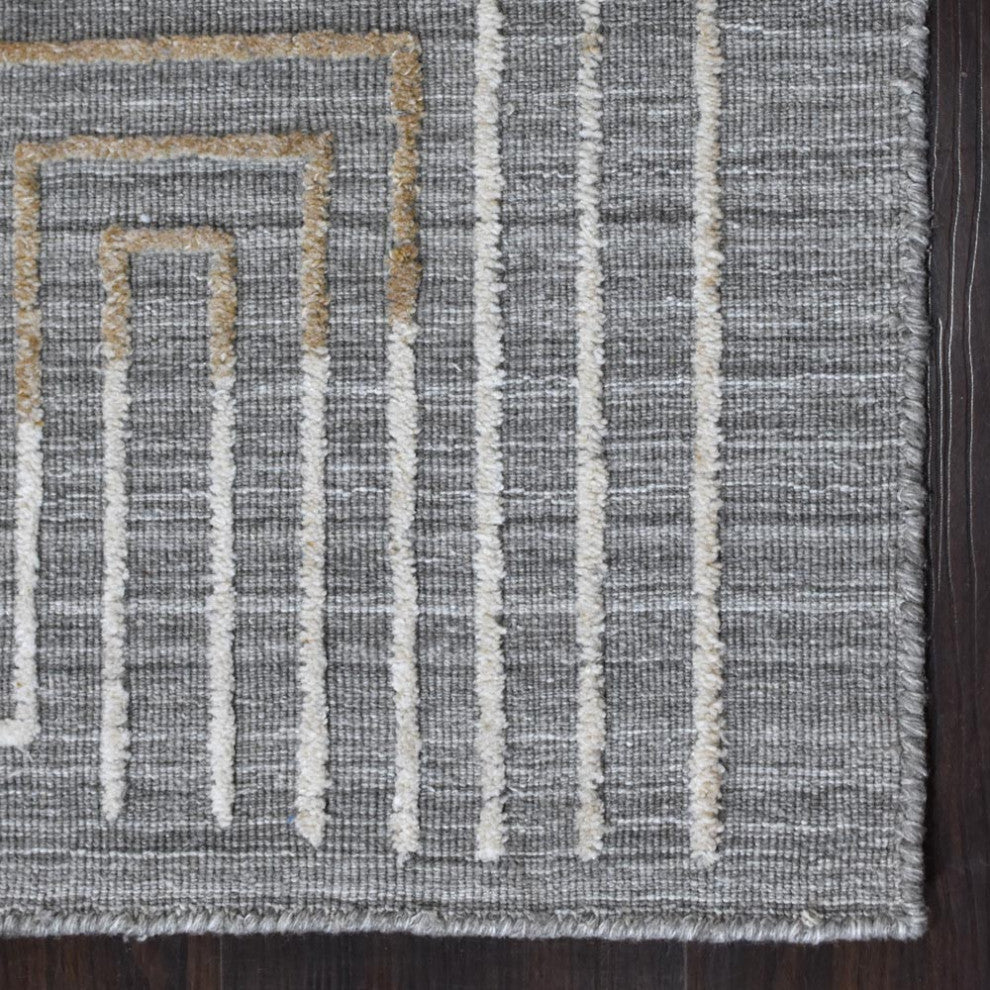 HAND WOVEN FLAT WEAVE KILIM POLYESTER RUGS -Rectangle,Gray Multicolor,Geometric, [Runner] 2'6''x10'