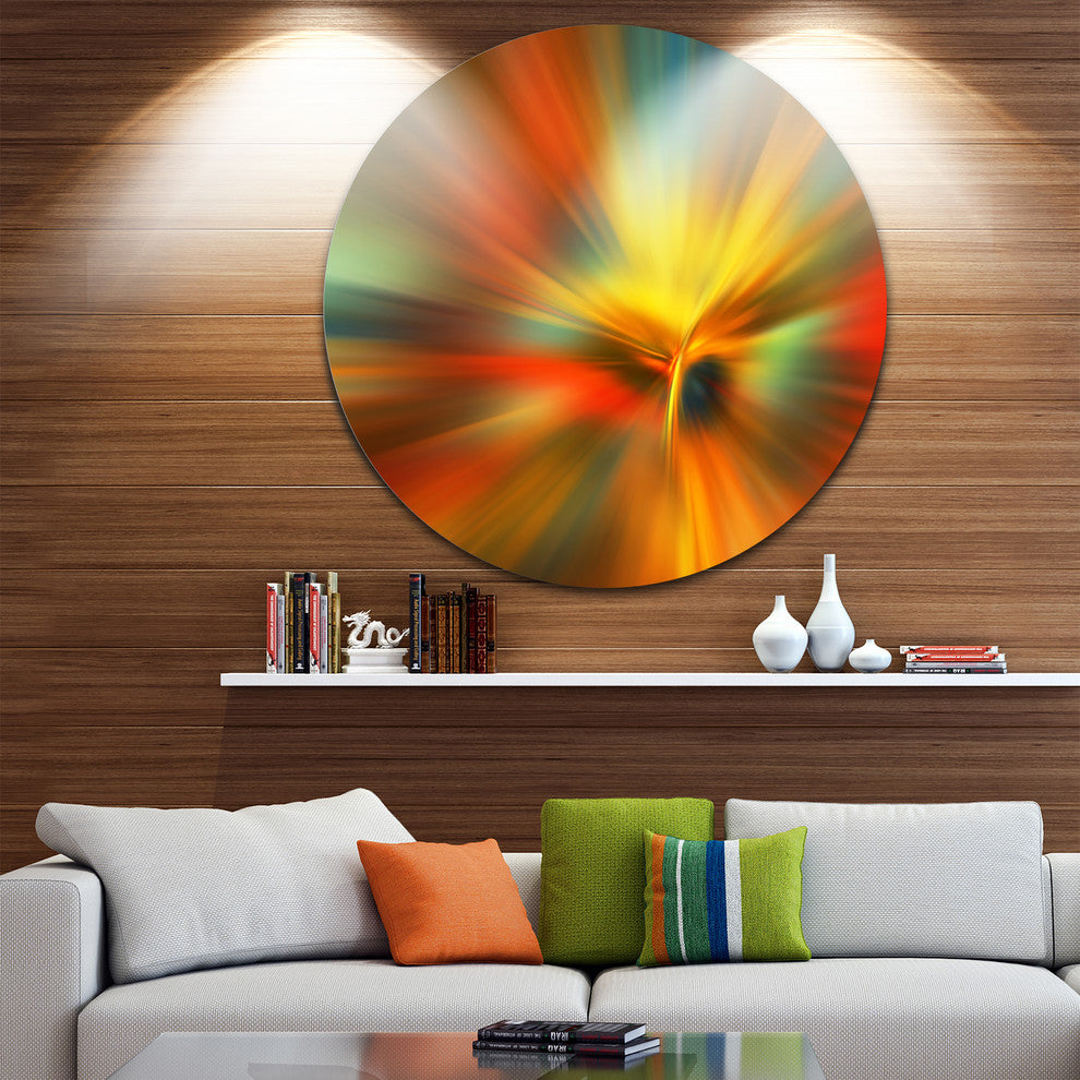 Yellow Focus Color, Abstract Digital Art Round Metal Wall Art, 11"