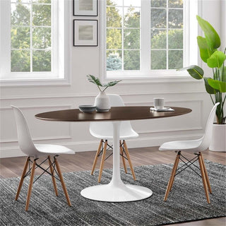Lippa 60" Oval Dining Table White Cherry Walnut