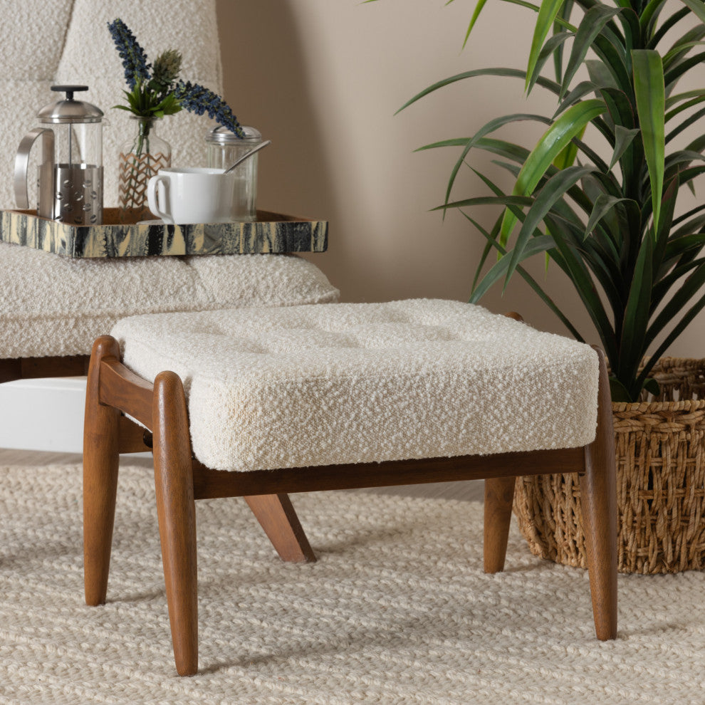 Ester Cream Boucle Ottoman Footstool
