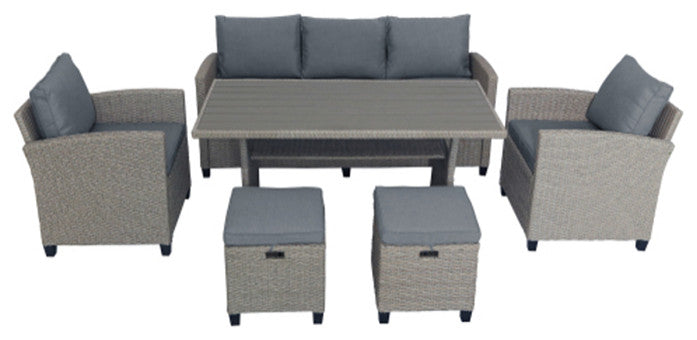 6 Piece Rattan Wicker Set Patio Garden Furniture