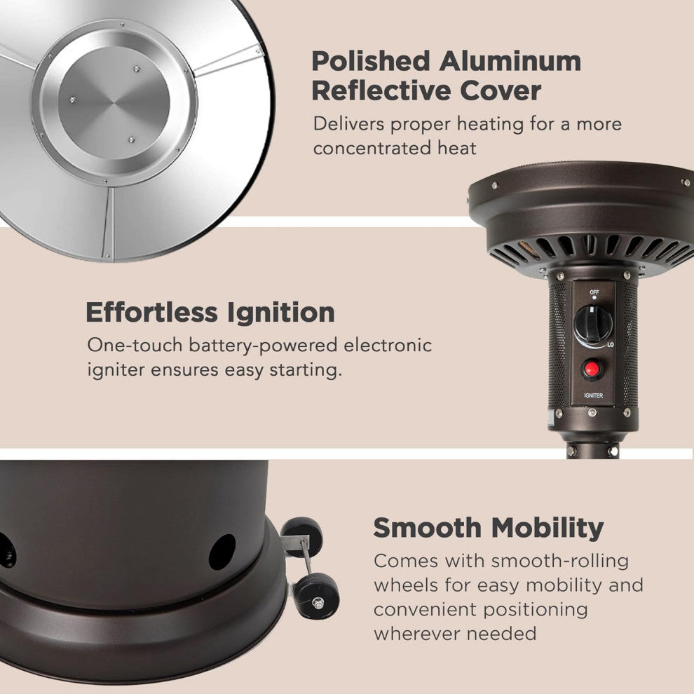 Mocha Finish Patio Heater With Table