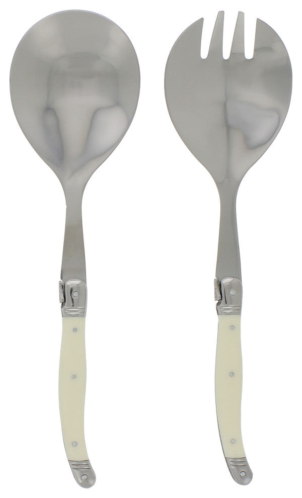 French Home Laguiole Connoisseur Faux Ivory Salad Servers, 2 Piece Set.