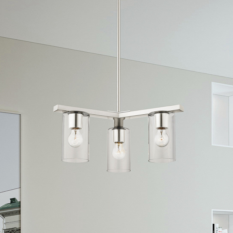 Livex Lighting Zurich 3 Light Brushed Nickel Chandelier