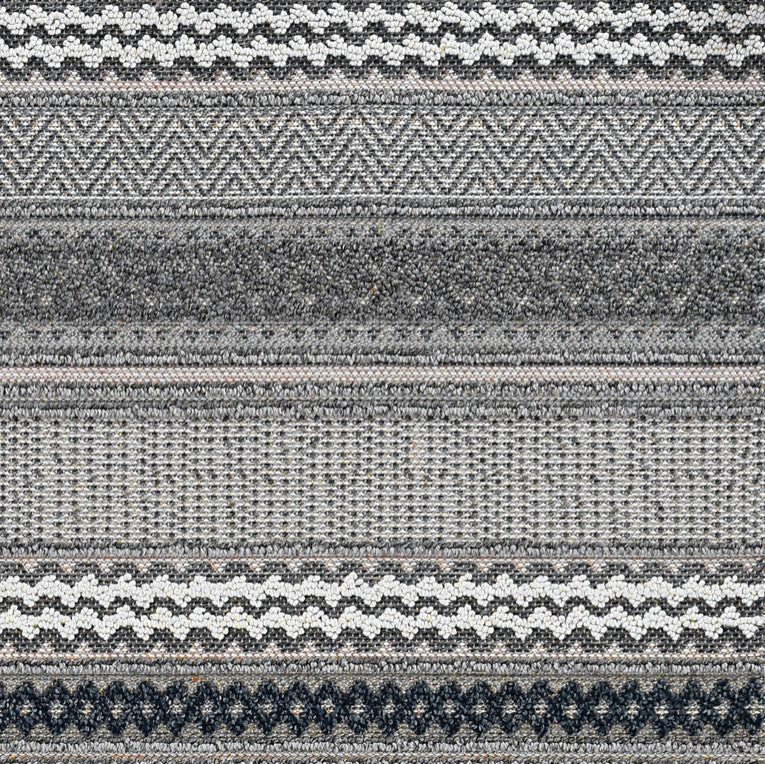 HomeRoots 7' Round Polypropylene Grey or Blue Area Rug