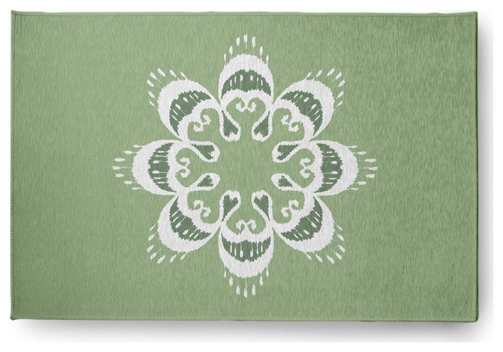 Ikat Mandala Chenille Rug, Sage Green, 2'x3'