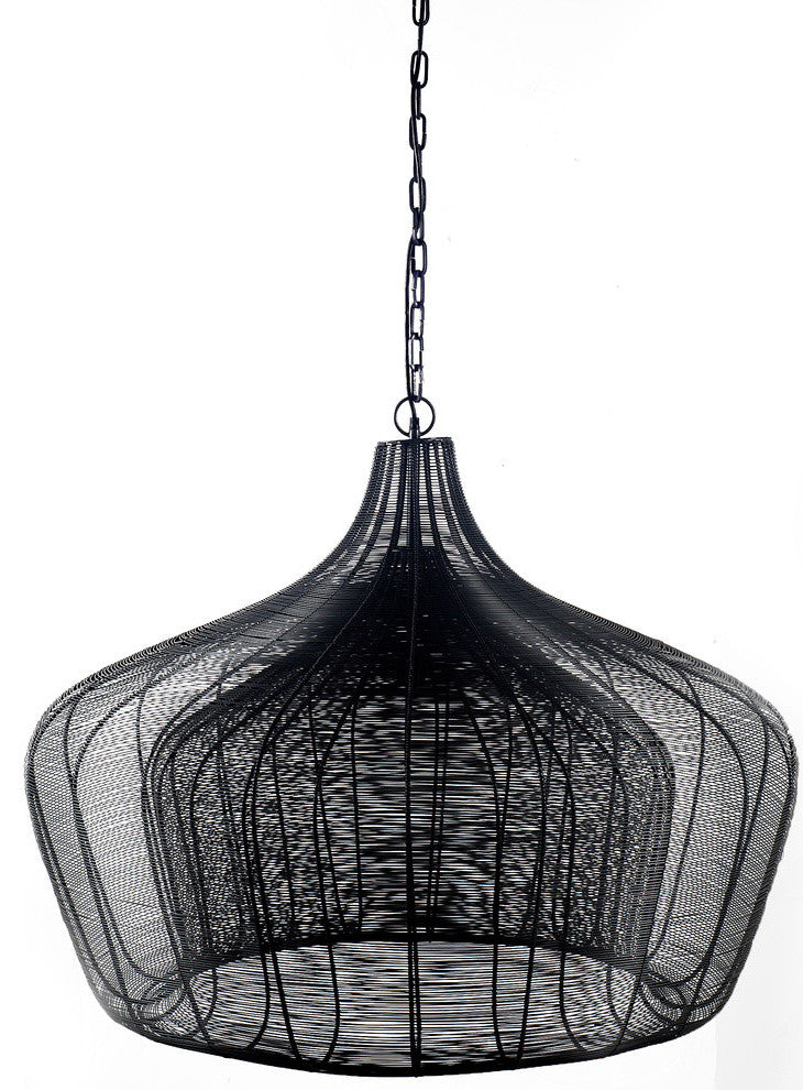 Camila Black Metal Mesh-Style Four Bulb Chandelier