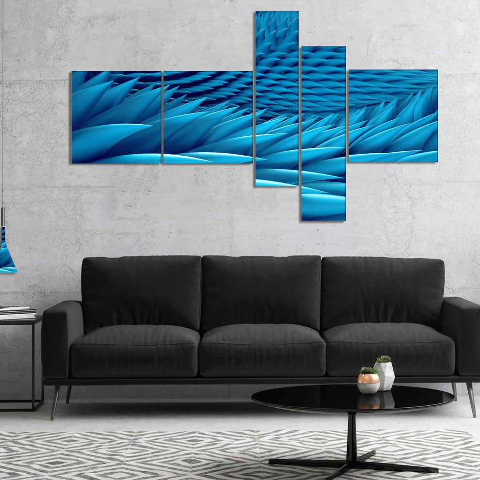 Abstract Blue Wavy Background, Abstract Canvas Art Print, 60"x32", 5 panels