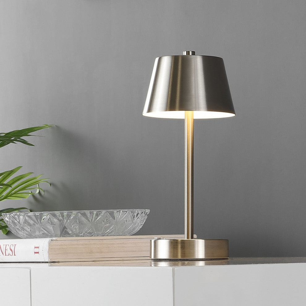 Safavieh Laita Rechargeable LED Table Lamp Santin Nickel