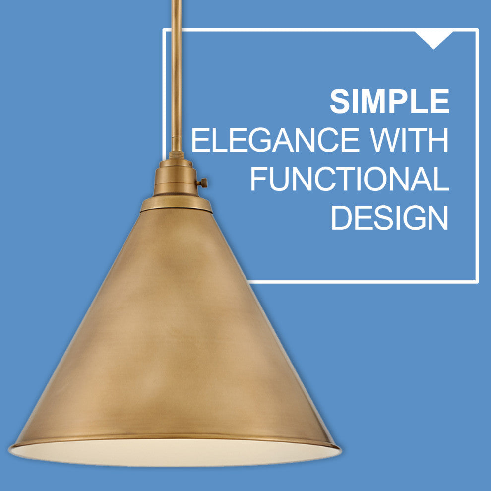 Hinkley Arti 14.5" Medium Pendant Light, Heritage Brass