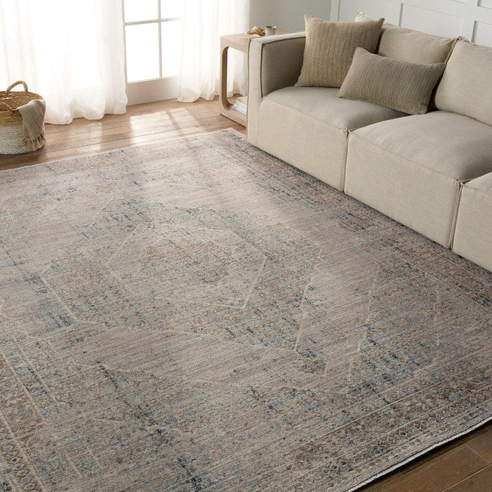 Vibe by Jaipur Living Adonia Medallion Taupe/ Blue Runner Rug 2'6"X8'