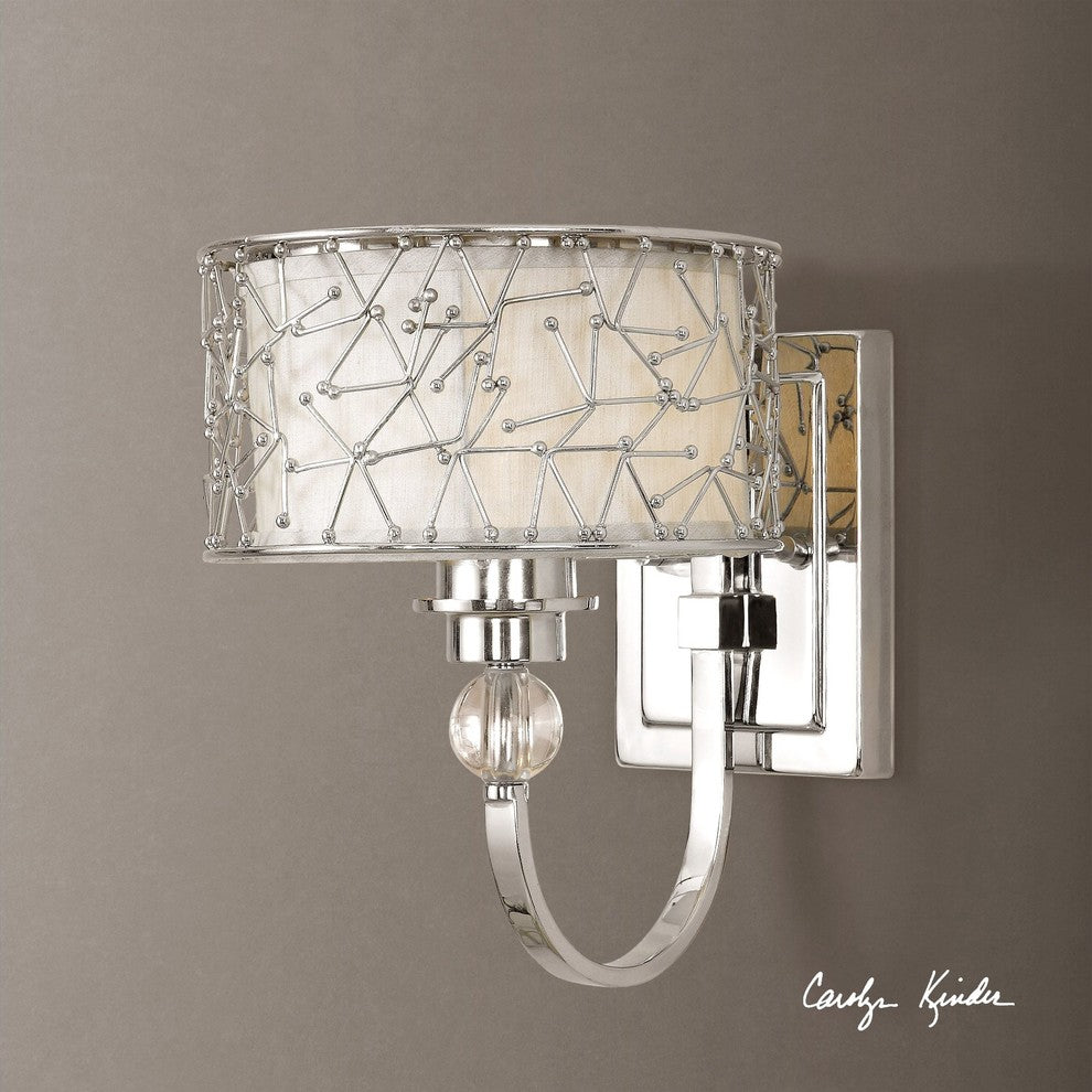 Uttermost 22484 Brandon 1 Light Nickel Plated Wall Sconce