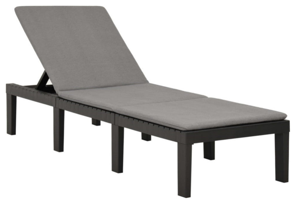 Vidaxl Sun Lounger With Cushion Plastic Anthracite