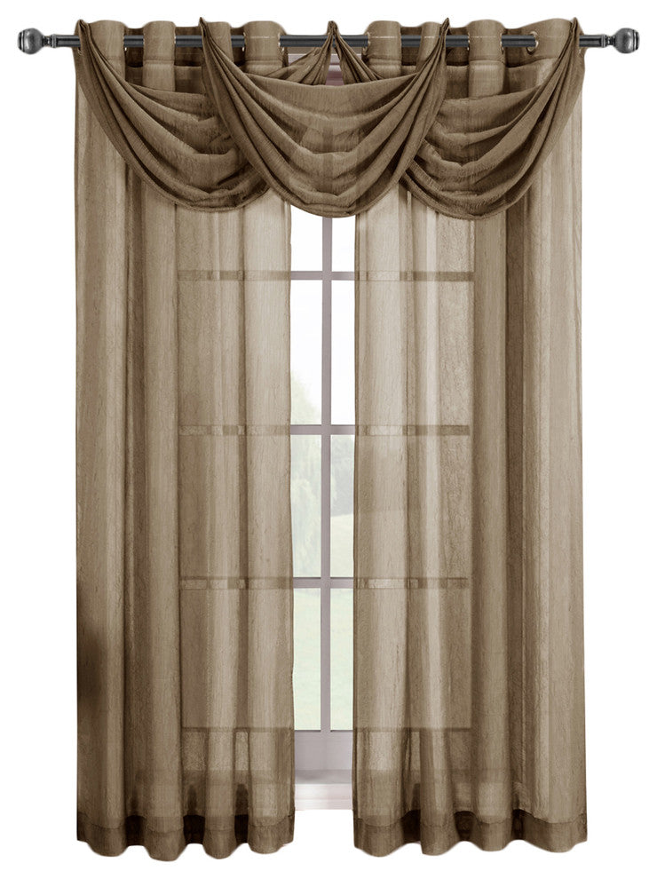 Single Abri Grommet Sheer Window Valance, Mocha