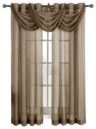 Single Abri Grommet Sheer Window Valance, Mocha