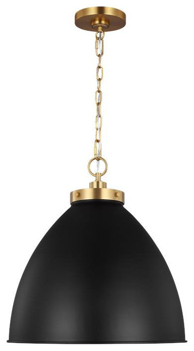 Generation Lighting, CP1301MBKBBS, Large Dome Pendant, Midnight Black