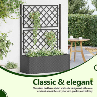 vidaXL Garden Raised Bed with Trellis, Self Watering Planter, Anthracite, PP