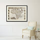 Africa Map Print On Canvas With Black Frame, 28" X 37"