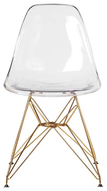 Eiffel Clear Chair With Gold Base