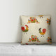 Rooster Pattern Outdoor Throw Pillow, 18"x18"