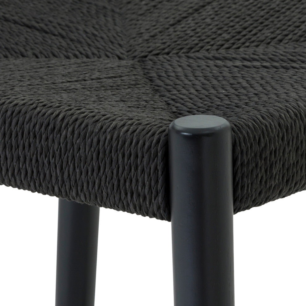 Erie, Black Woven Paper Cord and Wood, Dining Chairs, 18", Set of 2