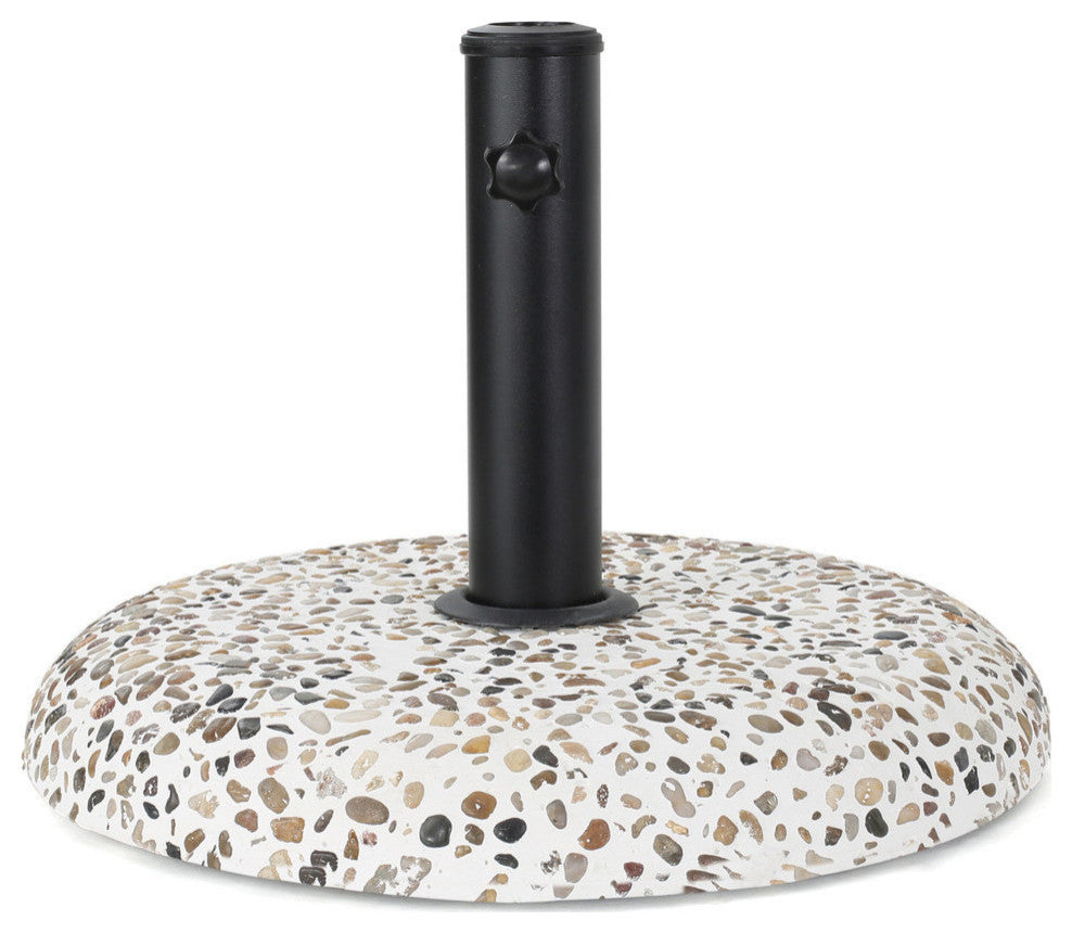 GDF Studio Mohave Outdoor Colorful Stone Concrete and Black Steel Unbrella Base