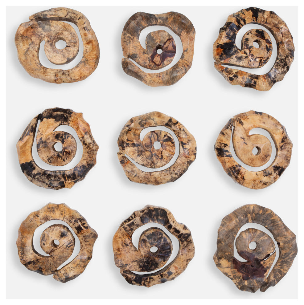 Uttermost Corkscrew Wood Wall Decor Set of 9