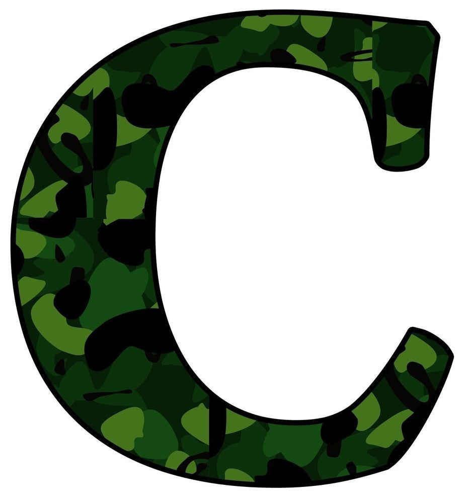 VWAQ Camoflauge C Wall Decal Peel and Stick Military Camo Pattern Wall Letter