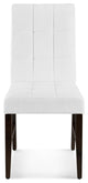 Tufted Side Dining Chair, Set of 2, Fabric, Wood, White, Cafe Bistro Restaurant