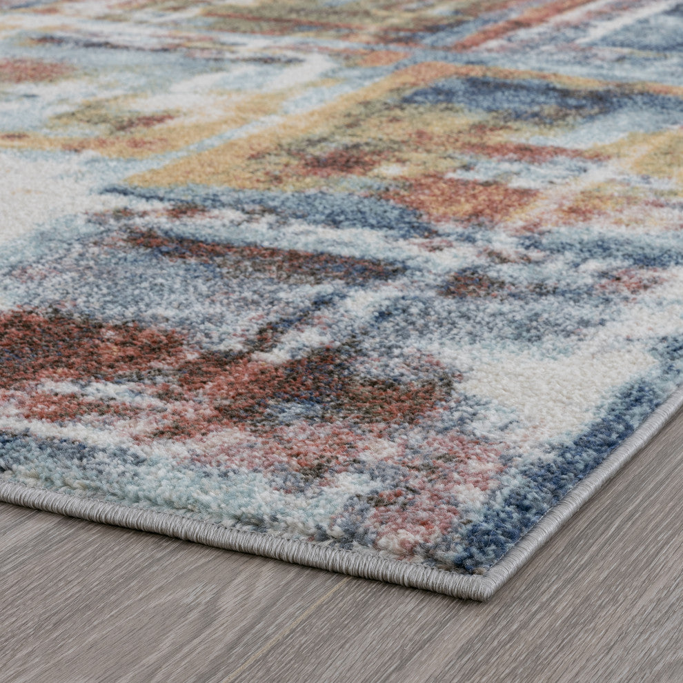 Rowan Contemporary Abstract Area Rug, Navy, 5' X 7'