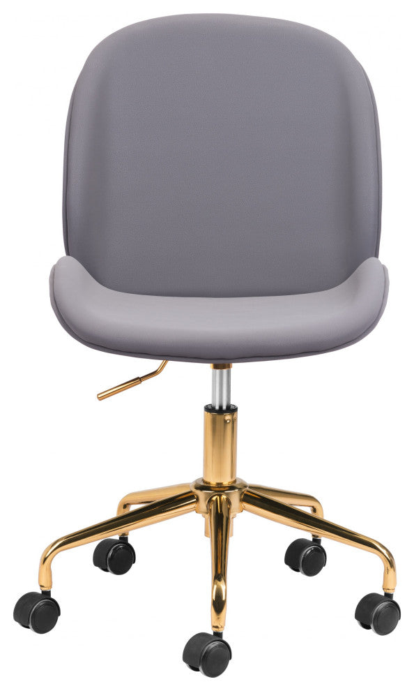 Contempo Gray Velvet and Gold Rolling Office Chair