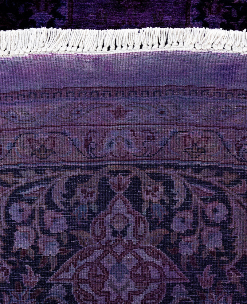 Overdyed One-of-a-Kind Hand-Knotted Area Rug Purple, 8' 7" x 8' 9"