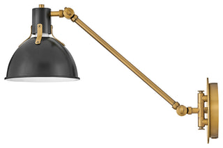 Hinkley 7" Argo Single Articulating Wall Sconce, Satin Black + Heritage Brass