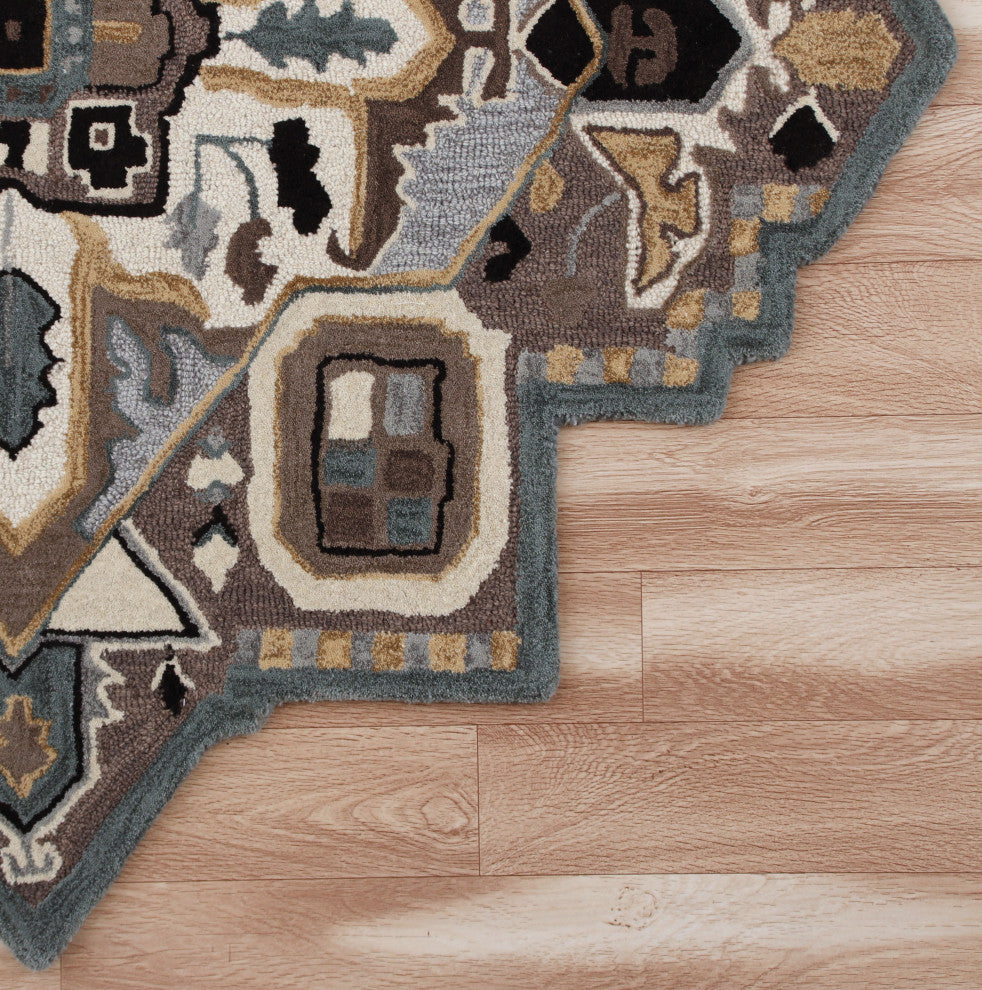 Southwestern Winter Cabin Medallion Shape Rug, 5' Round