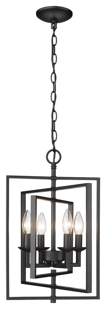 4 Light 14" Matte Black Pendant