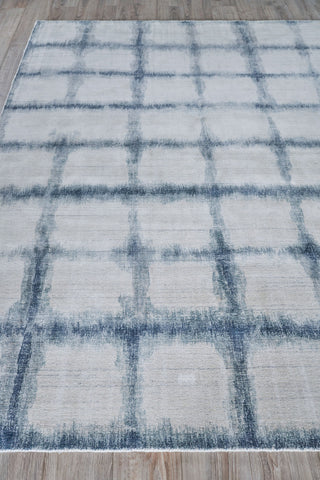Chroma Handmade Hand Loomed Wool and Bamboo Silk Navy Area Rug