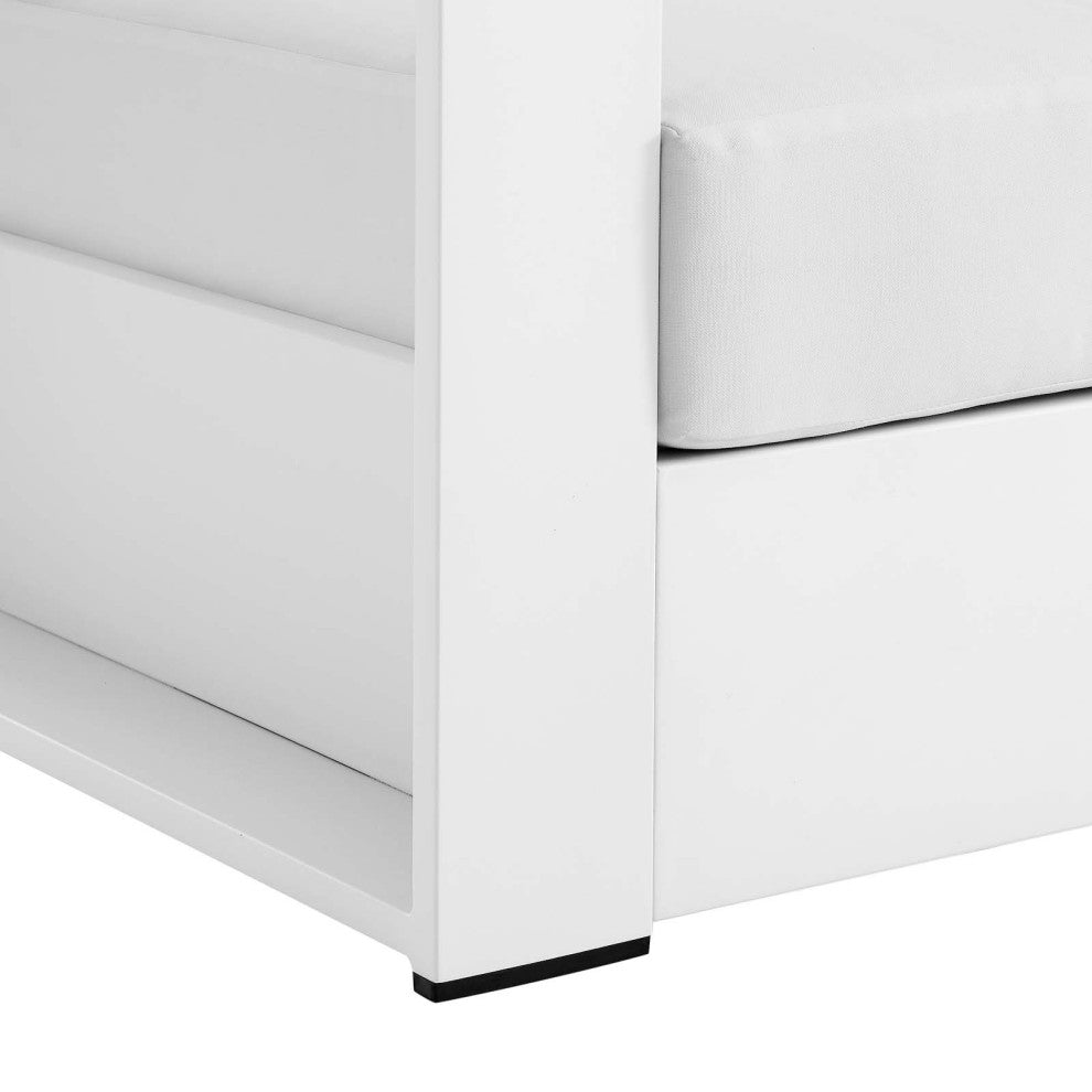 Lounge Chair Armchair, White, Aluminum, Modern, Outdoor Patio Hospitality