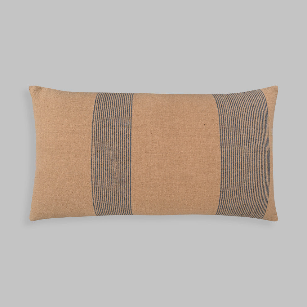 Modern Simplicity Brown Pin-Striped Lumbar Pillow, Blue