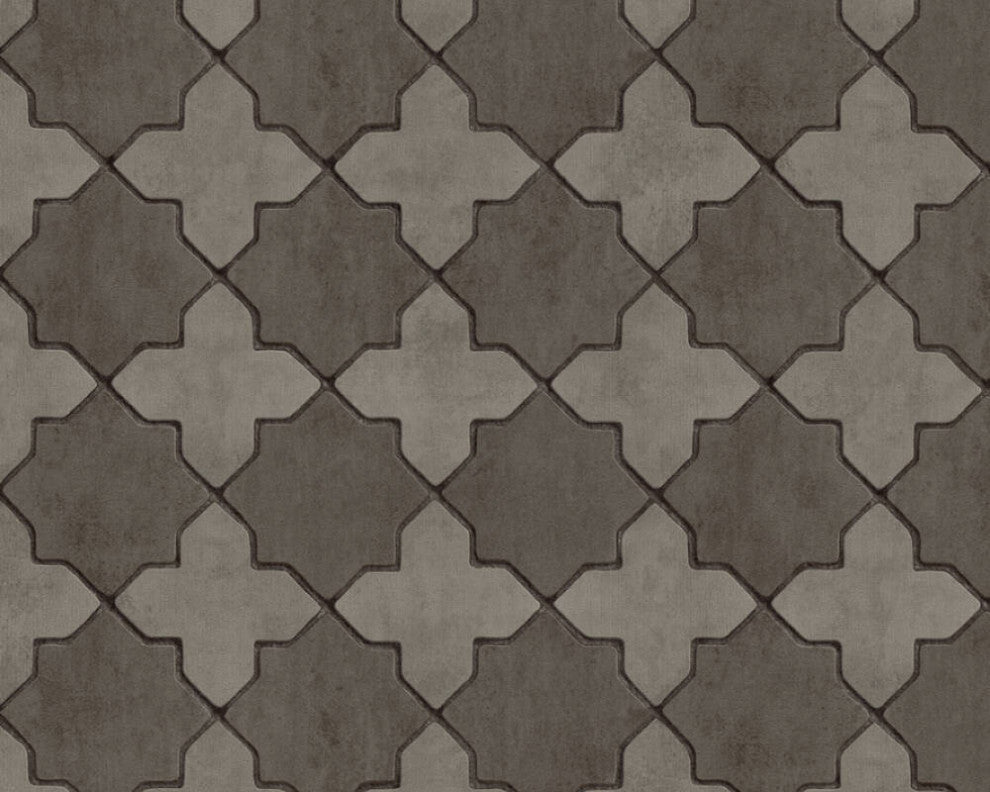 Mosaic Textured Wallpaper Featuring Star Shaped Tile, 374213