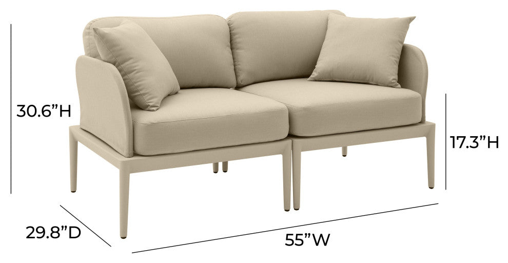 Kapri Taupe Modular Outdoor Loveseat Taupe