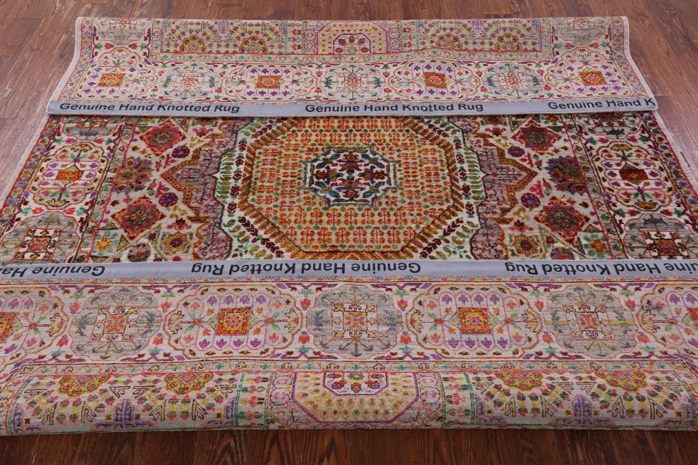 Wool & Silk Mamluk Handmade Rug 7' 9" X 9' 10" - Q13726