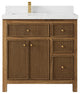 Sonoma Teak 36 Left Offset Bath Vanity in Dark Natural with 2" Empira Quartz