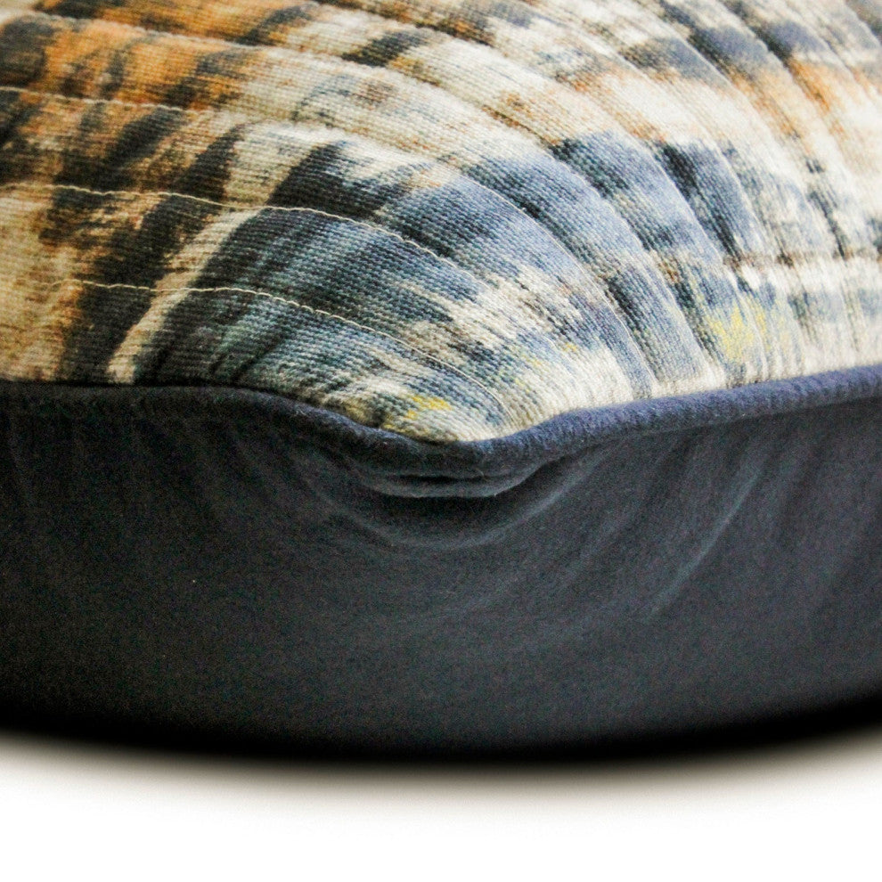 Blue Cotton Quilted Cushion Cover 18"x18" Throw Pillow Cover - Amisha