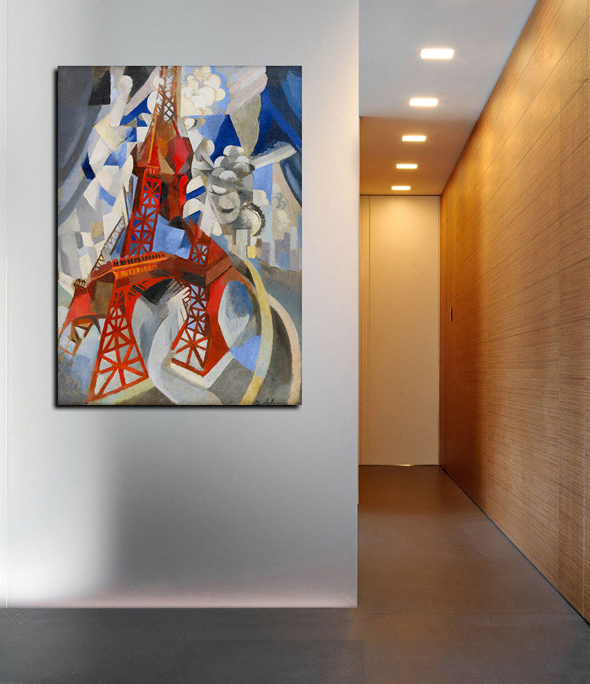 Epic Graffiti "Red Eiffel Tower" by Robert Delaunay Giclee Canvas Art, 12"x16"