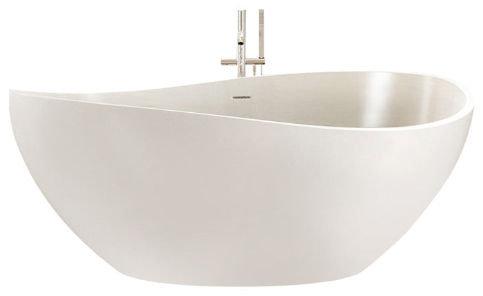 Eviva Cloud 63" Matte White Oval Solid Surface Freestanding Bathtub