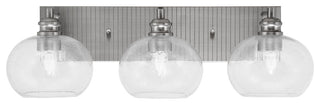 Edge 3-Light Bath Bar, Brushed Nickel Finish, 7" Clear Bubble Glass