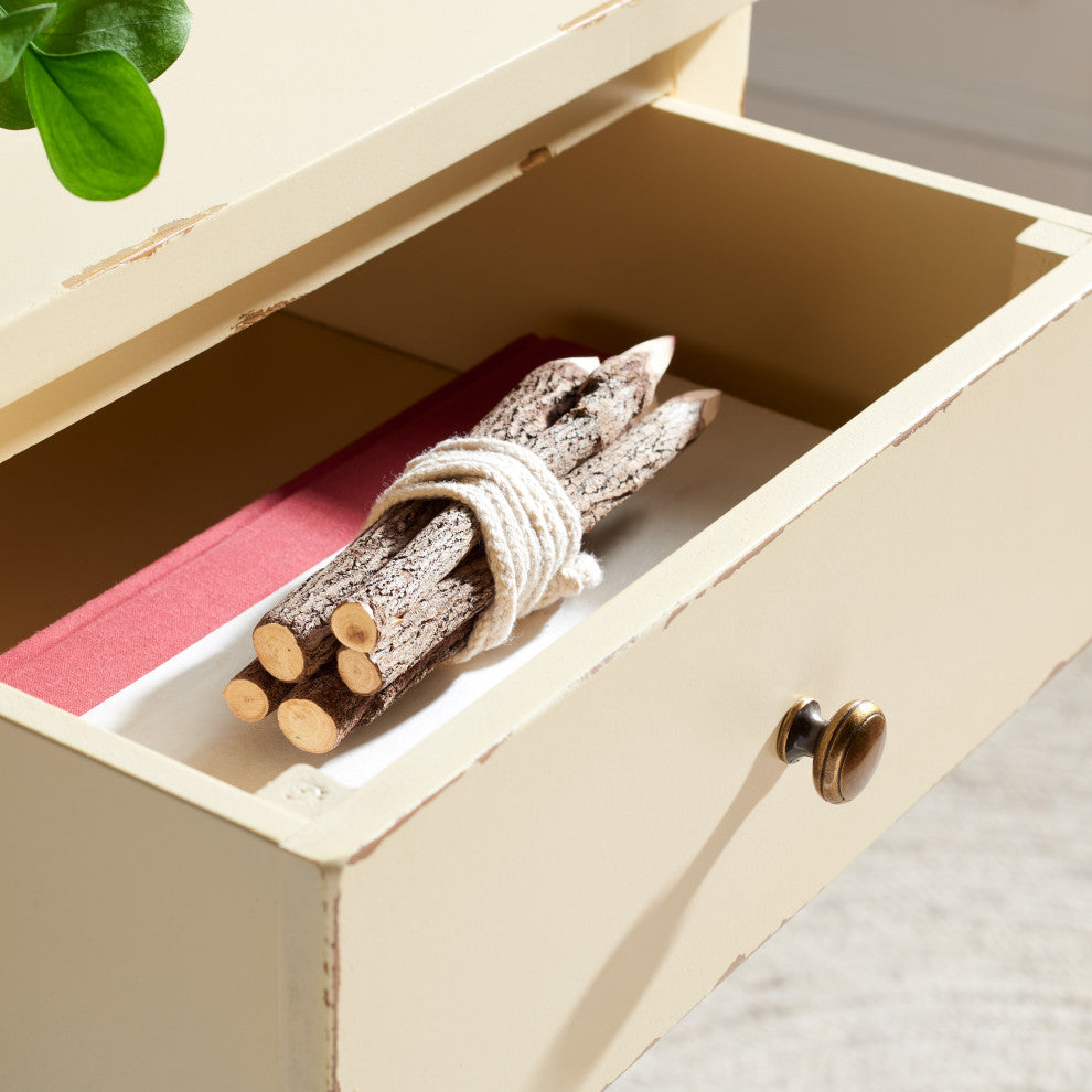 Safavieh Maxine Accent Table w/ Storage Drawer, Cream